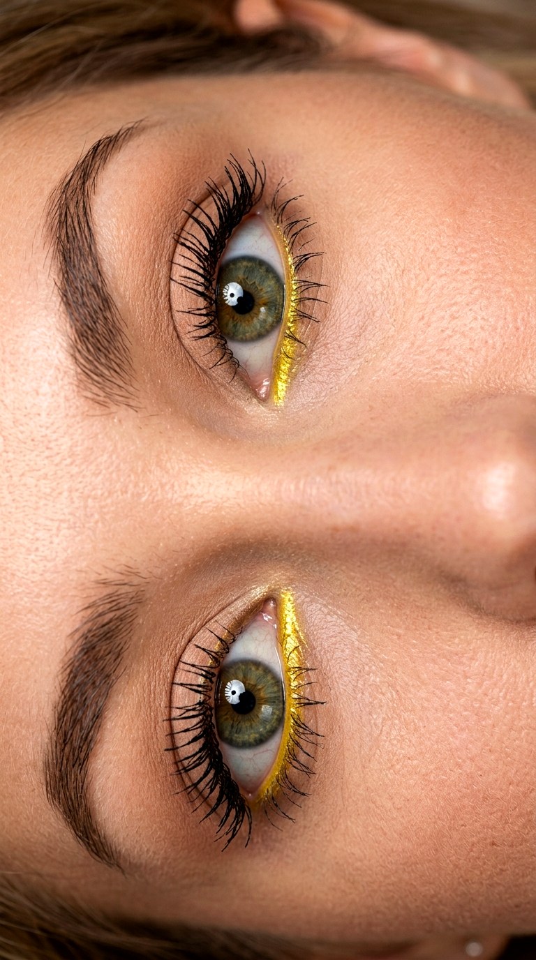 Chrome Yellow Waterline Strike - 25 colorful makeup ideas