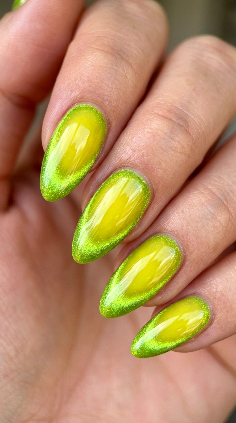 Citrus Aura Cat Eye - 23 Bright Spring Multicolor Nails