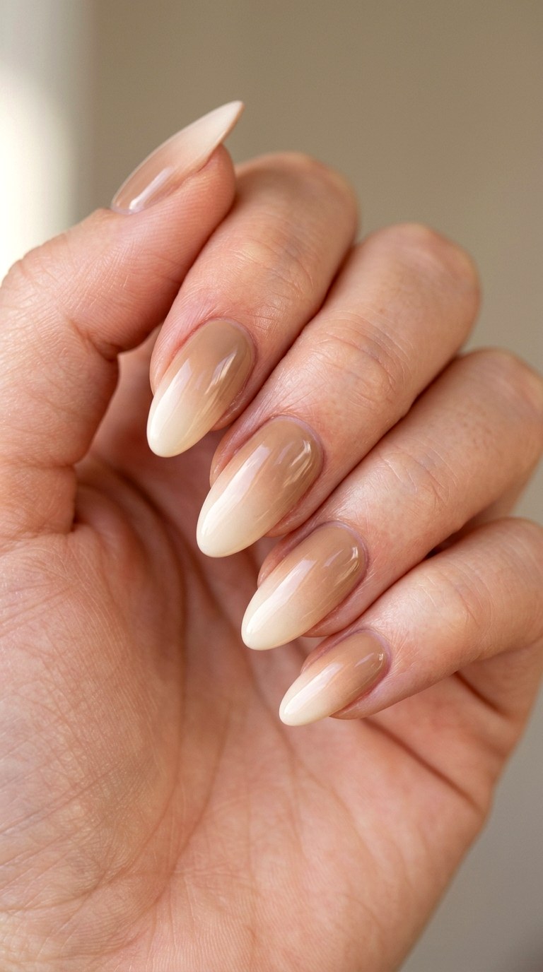 Classic Beige to Cream Gradient - 27 Neutral Spring Ombre Nails
