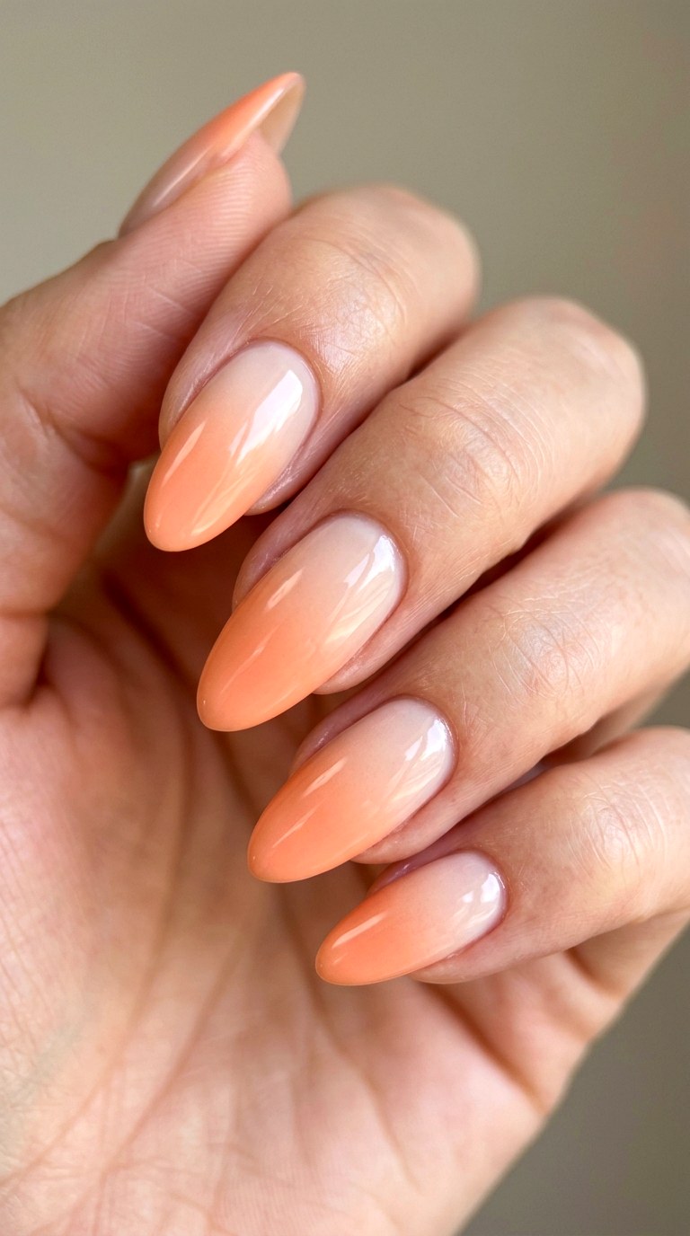 Classic Cream to Peach Fade - 20 Peach Spring Ombre Nails