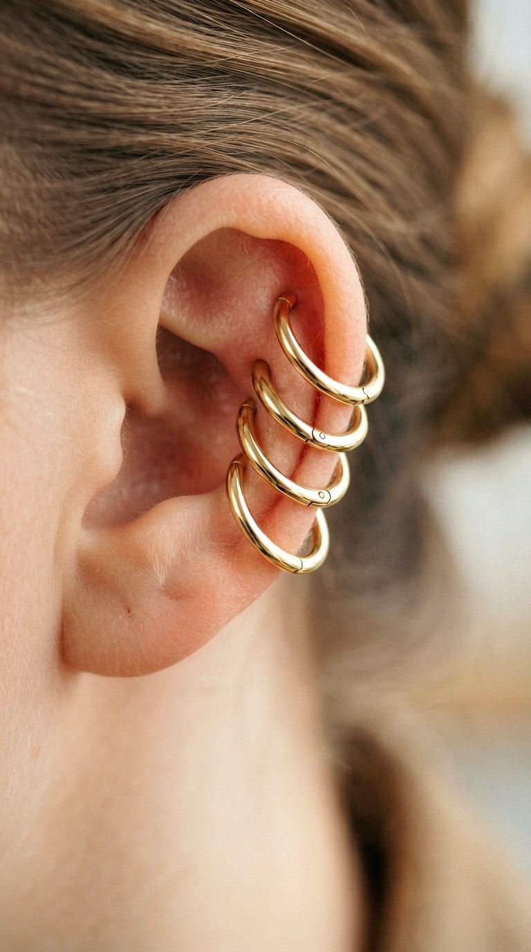 Classic Gold Hinged Clickers - 25 gold earrings stack