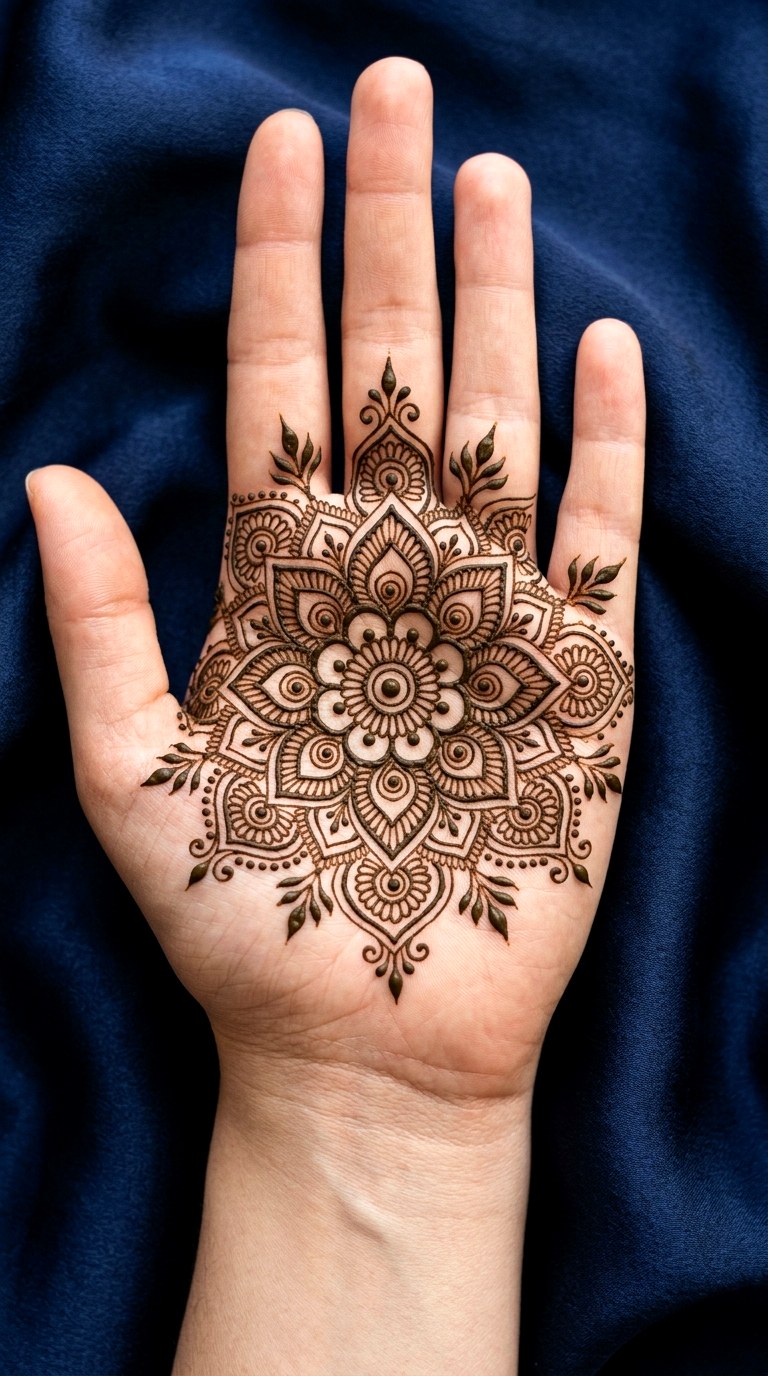 Classic Mandala Palm - 27 henna tattoo design