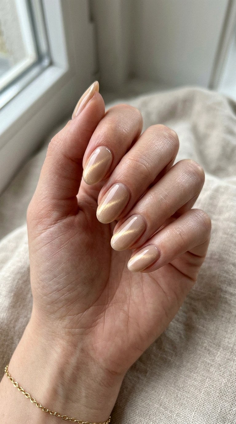 Classic Soft Gold Cat Eye Nails - 20 Spring Soft Gold Cat Eye Nails Ideas