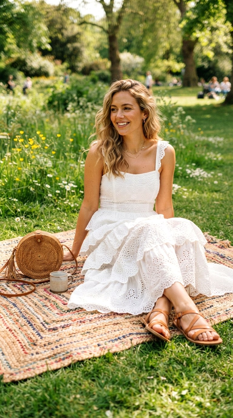 Classic White Eyelet Details - 21 maxi casual