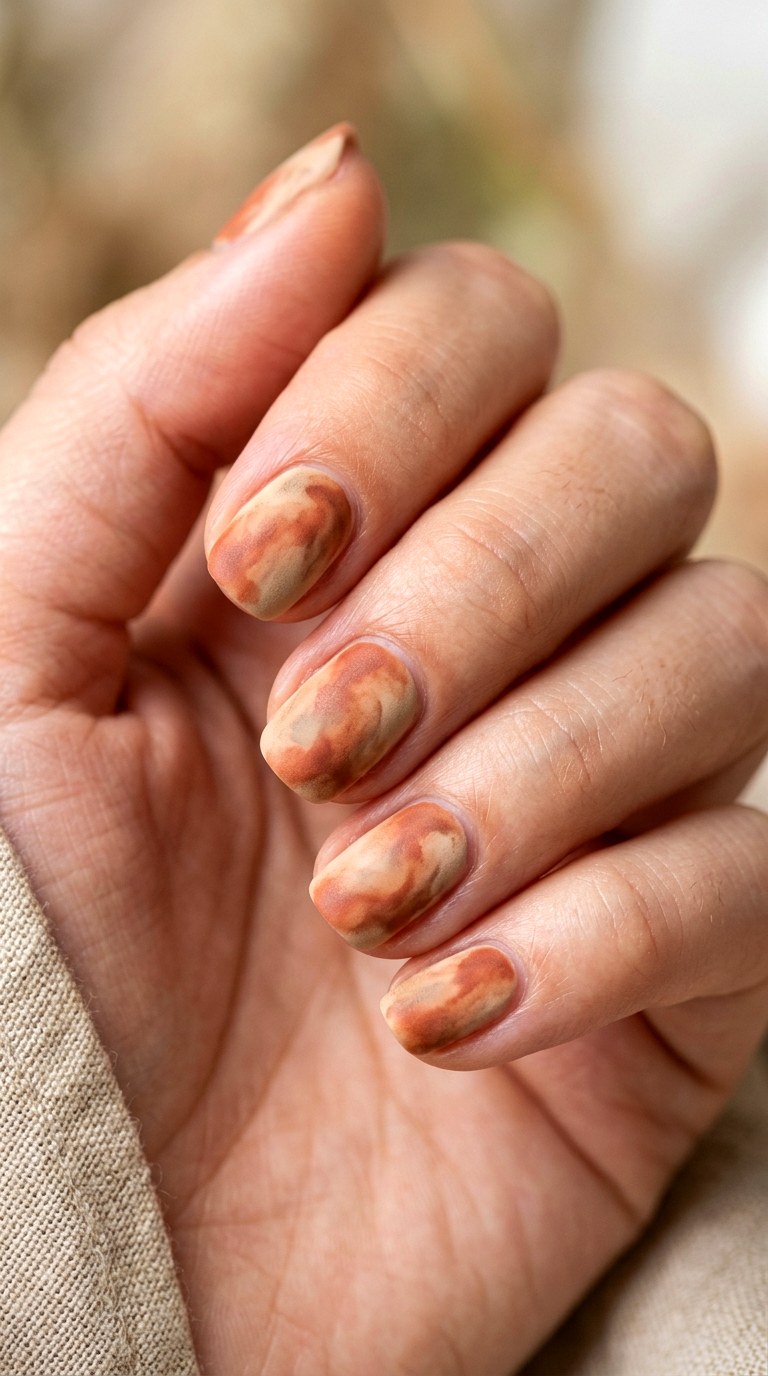 Clay Tone with Soft Edge Smudge - 25 Simple Spring Two Colored Nails