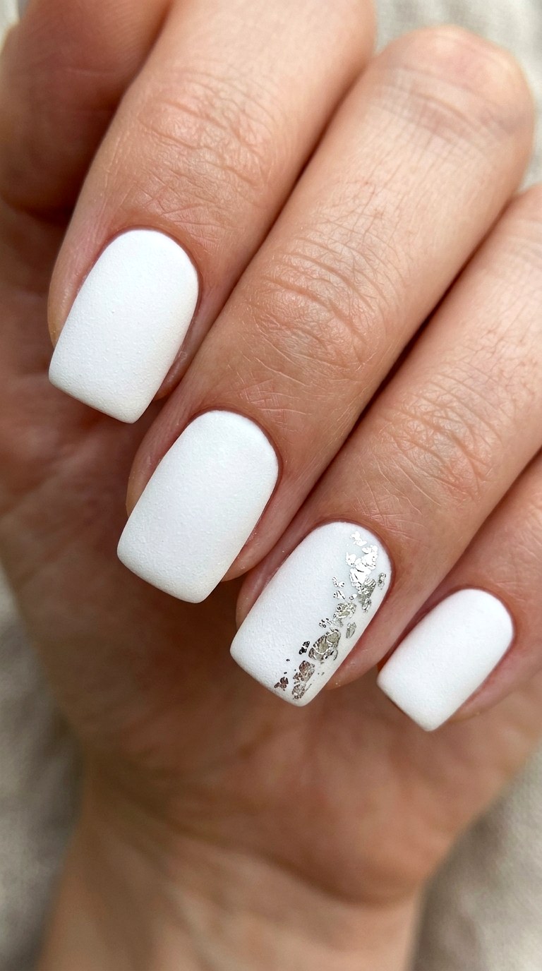 Clean White Spark Drop - 26 Matte Spring Acrylic Nails