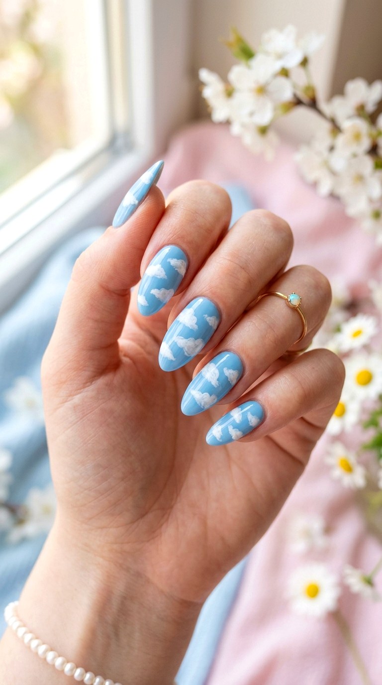 Cloud Nail Art - 23 Trendy Spring Nail Art Ideas You Need to Try This Year