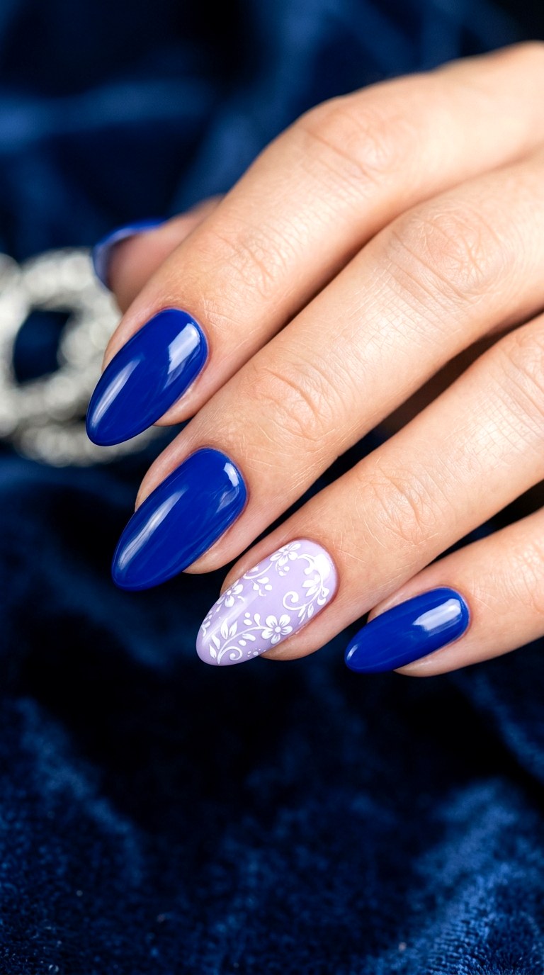 Cobalt Blue and Soft Lavender Clash - 30 Brunch Spring Two Colored Nails