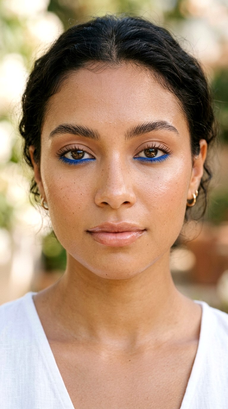 Cobalt Lower Lash Accent - 21 Summer Colorful Eye Makeup 2026 Ideas