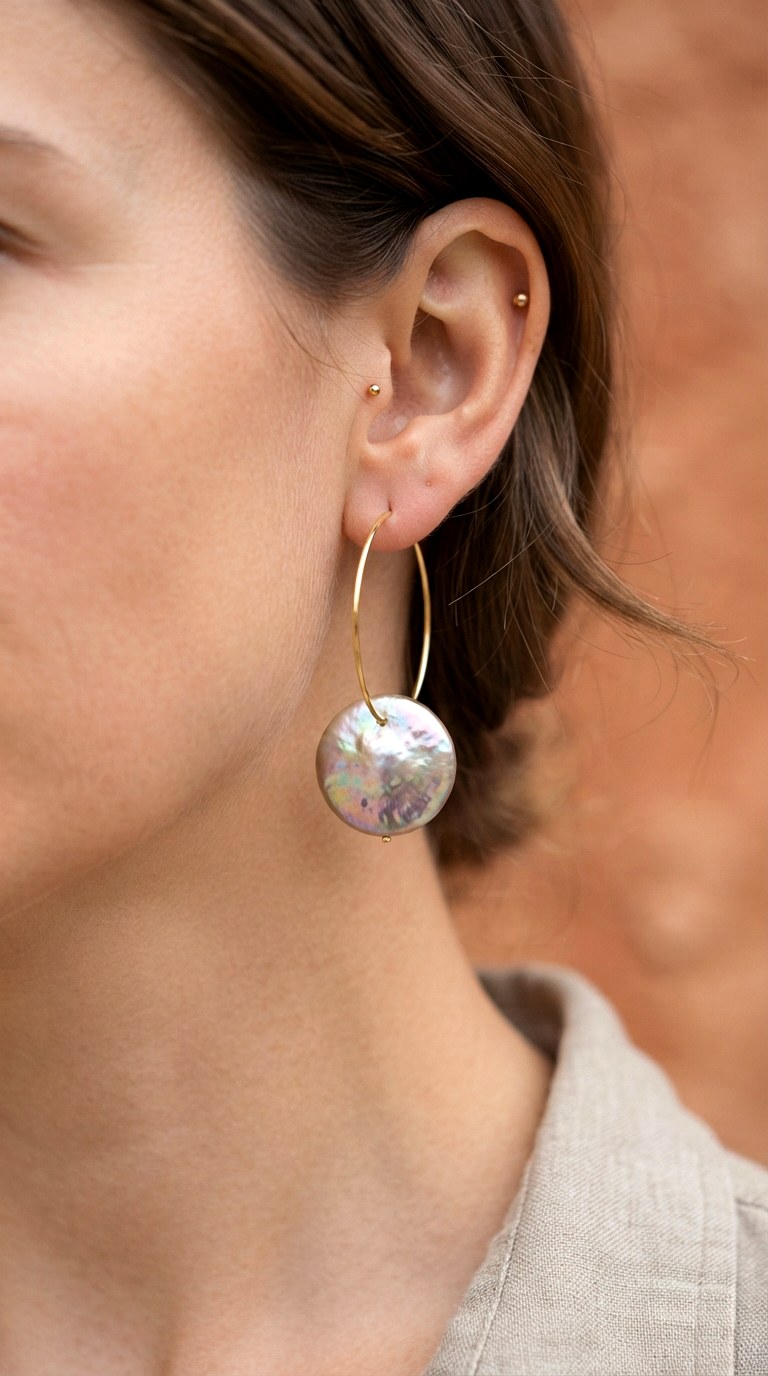 Coin Pearl Wrapped Hoops Earrings - 30 classy earrings