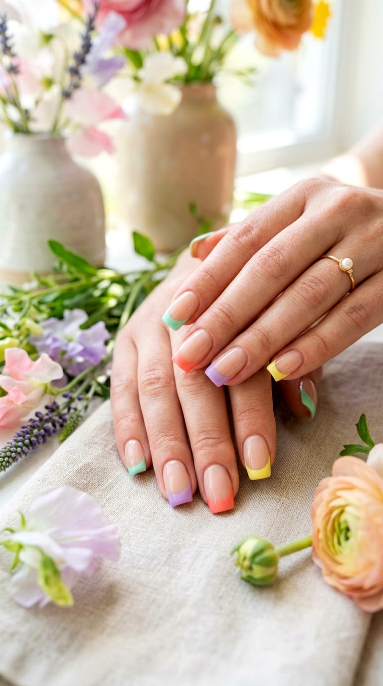 Colorful French Tips - 27 Viral Spring Nail Trends Everyone Is Obsessed With