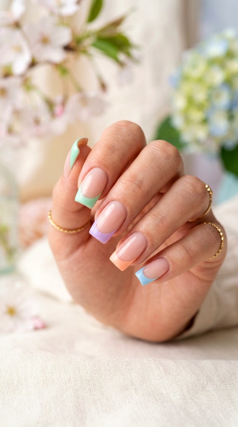 Colorful French Tips - 23 Trendy Spring Nail Art Ideas You Need to Try This Year