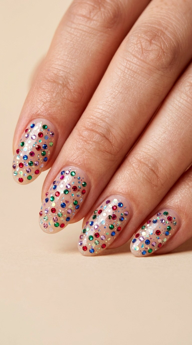 Colorful Gem Confetti Scatter - 29 Artsy Spring Colorful Junk Nails