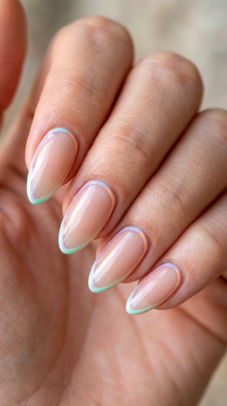 Colorful Outline Borders - 29 Subtle Spring Multicolor Nails