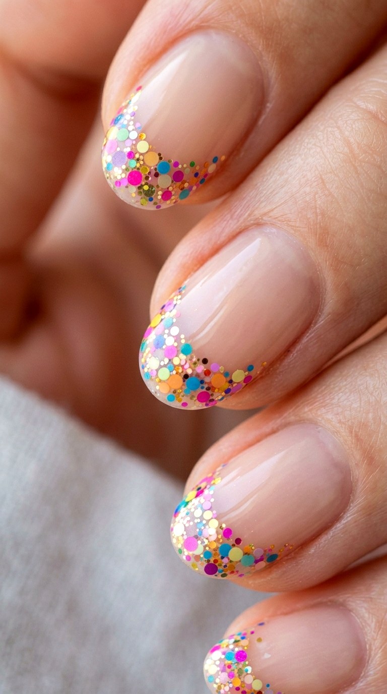 Confetti French Tips - 25 Early Season Spring Multicolor Nails