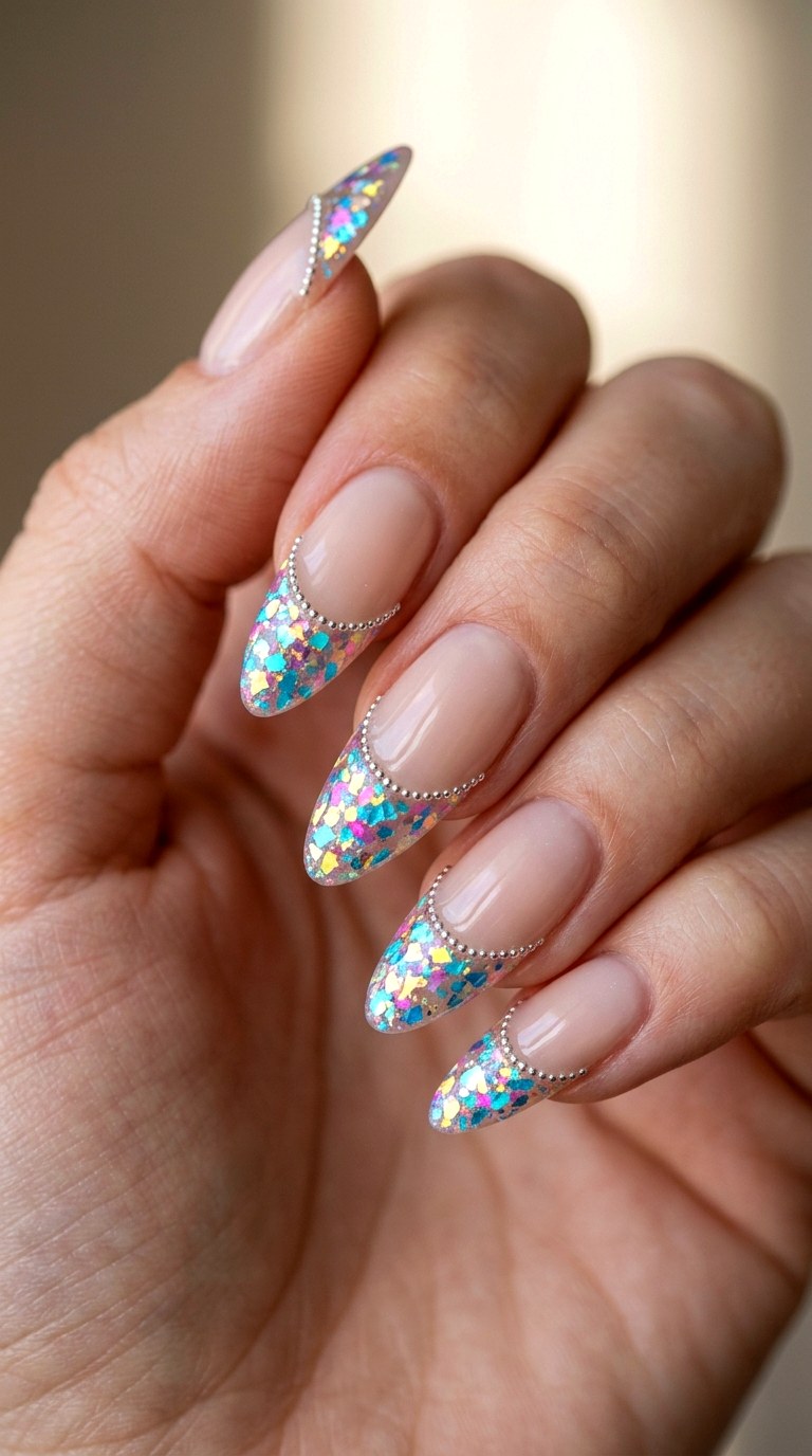 Confetti Opal French Tips - 29 Maximalist Spring Colorful Junk Nails