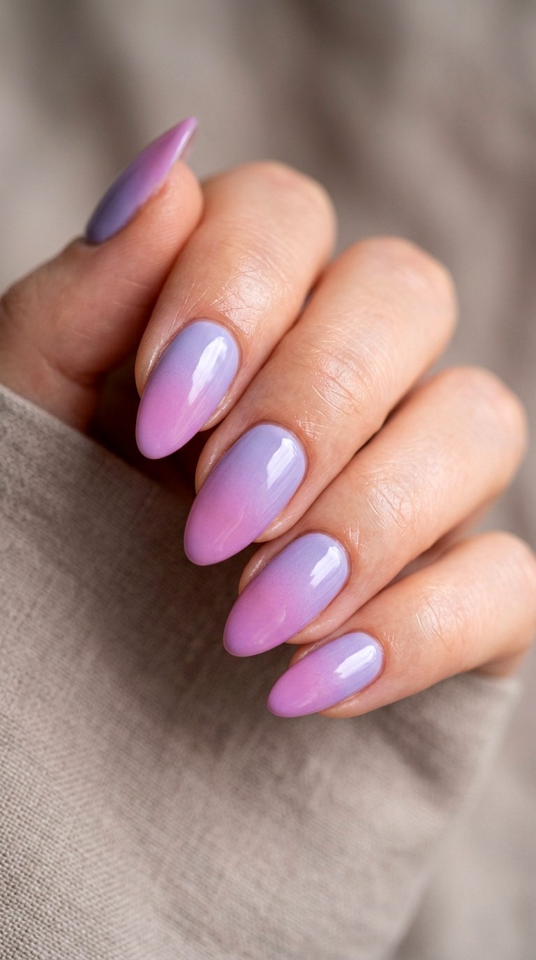 Cool Lavender to Warm Wisteria Dip Dye - 28 Seamless Spring Ombre Nails