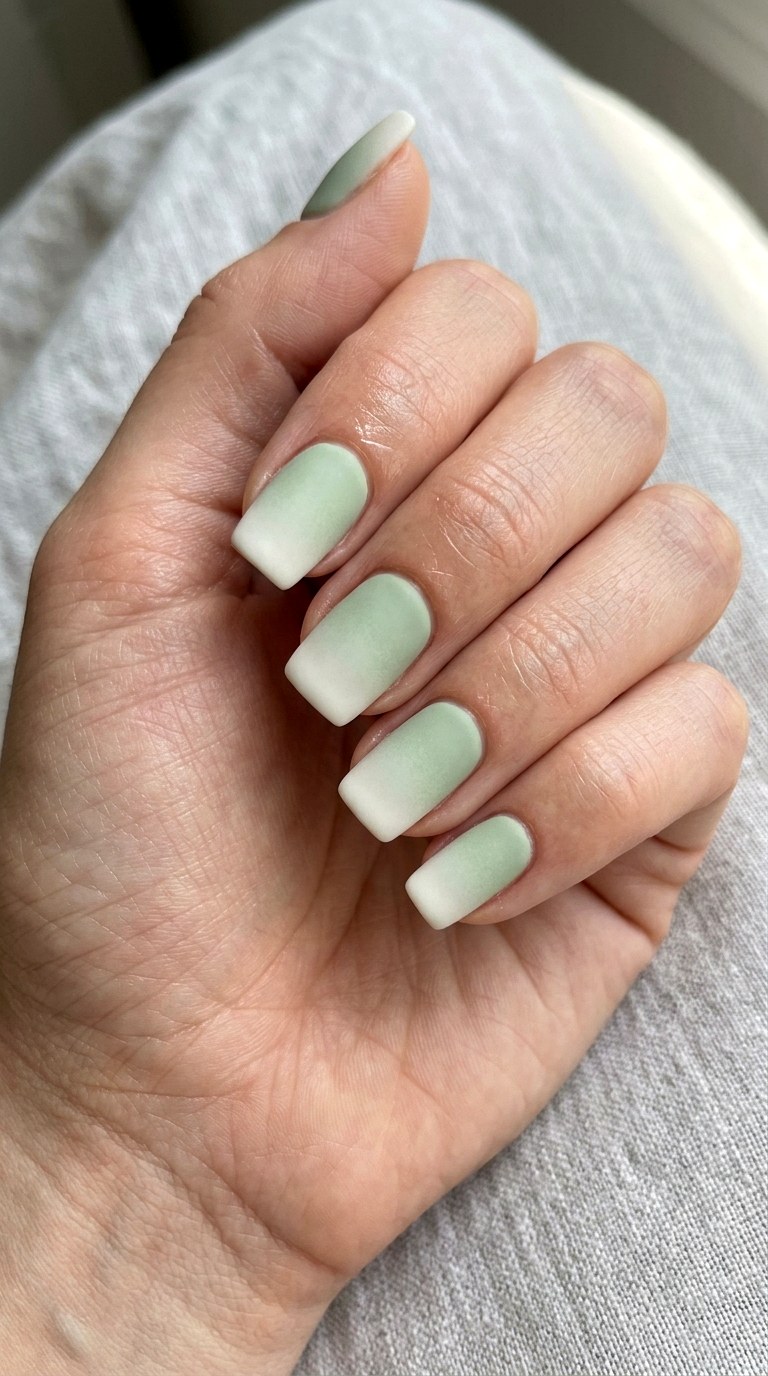 Cool Pistachio Cream Shade - 24 Light Spring Ombre Nails