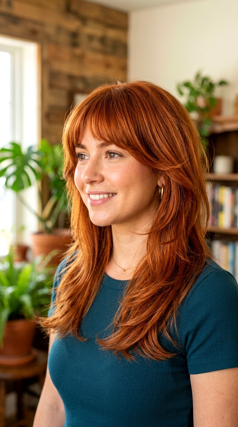 Copper Auburn s Shag with Long Layers - 24 blowouts of 90s for medium hair length