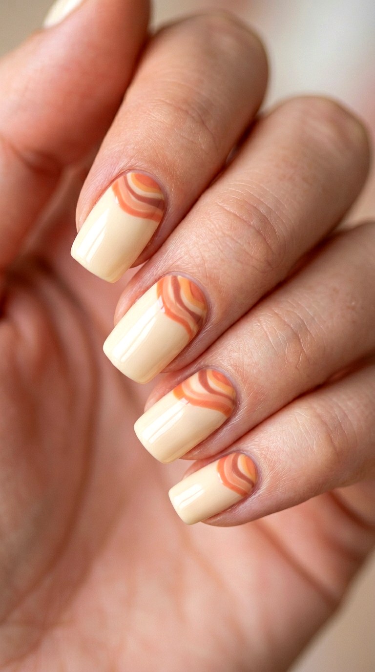 Coral Blush and French Vanilla Arcs - 20 Abstract Spring Two Colored Nails