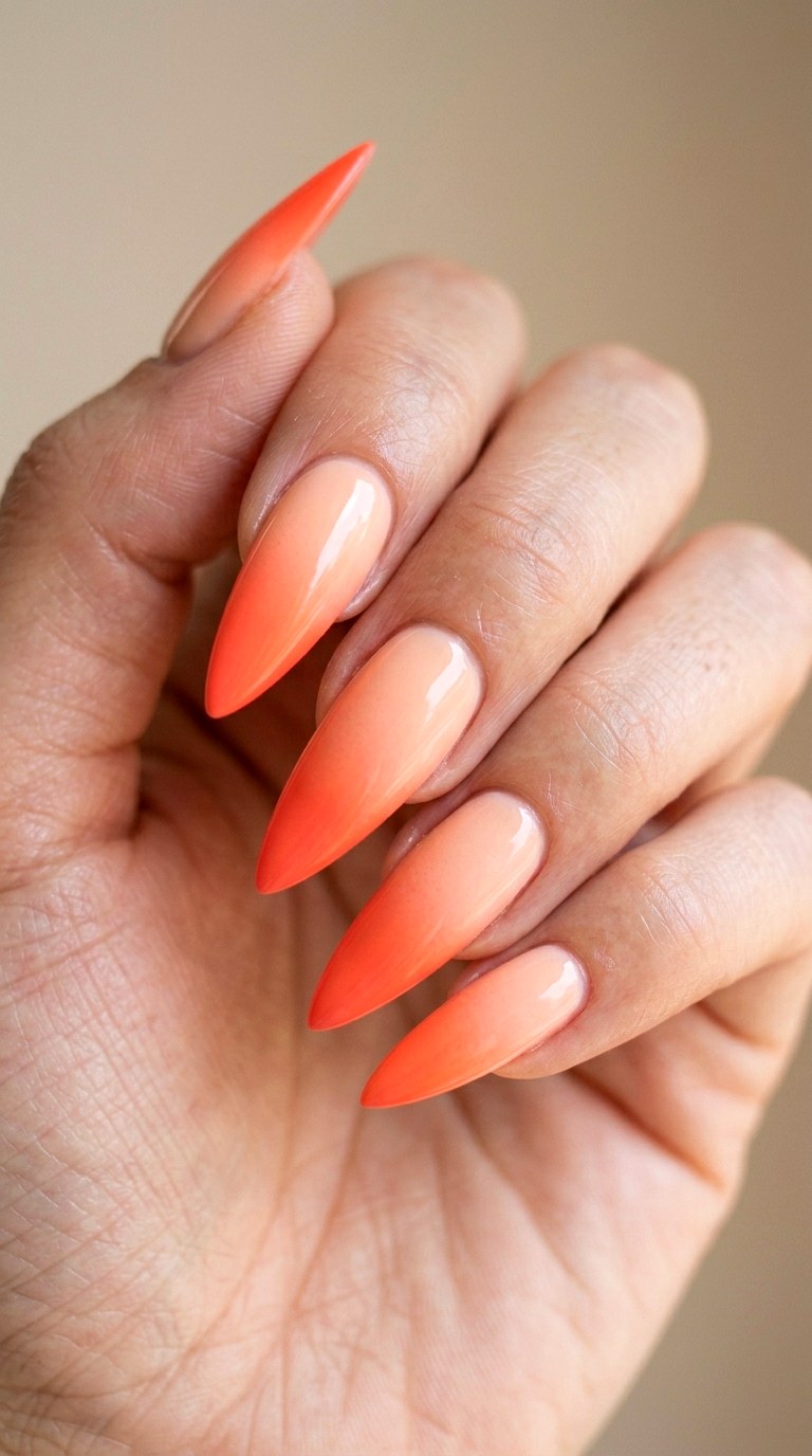 Coral Crush Gradient - 25 Elegant Spring Ombre Nails