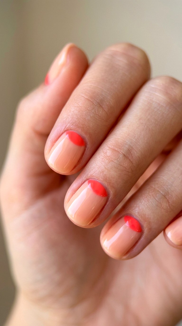 Coral Cuticle Accents - 24 Fresh Spring Acrylic Nails