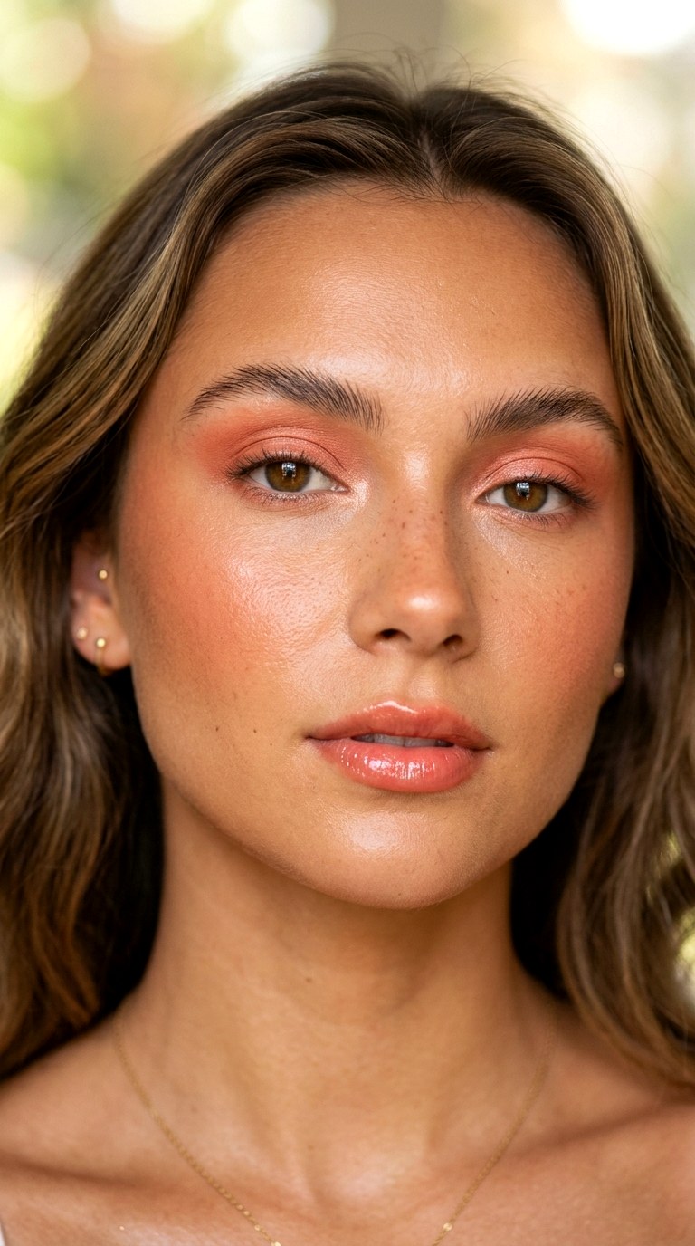 Coral Monochrome Eye Look - 22 Summer Colorful Eye Makeup 2026