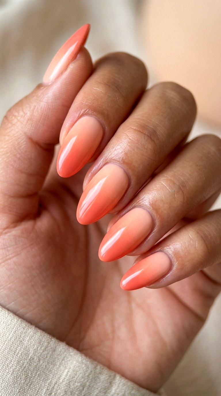 Coral Peach Soft Ombre - 27 Cute Spring Color Street Nails