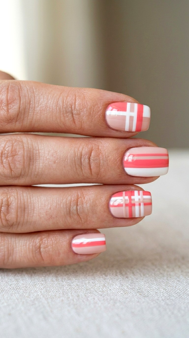 Coral Pink Graphic Color Block - 26 At-Home Spring Color Street Nails