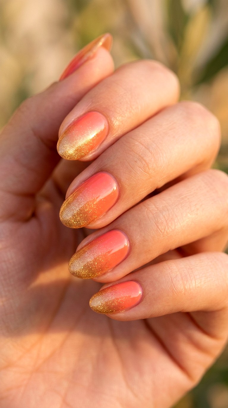 Coral Sunrise to Golden Honey Glow - 28 Seamless Spring Ombre Nails