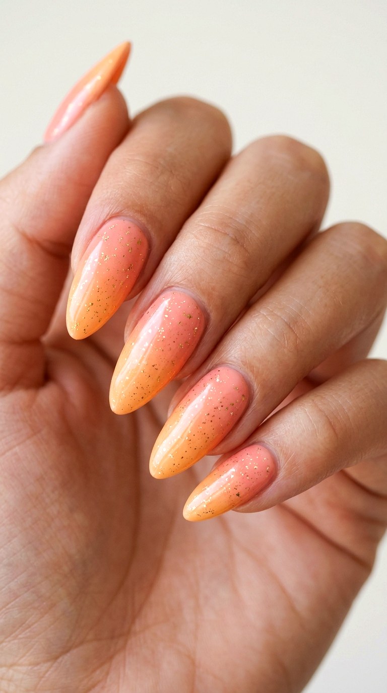Coral and Tangerine Sorbet Fade - 30 pastel spring ombre nails