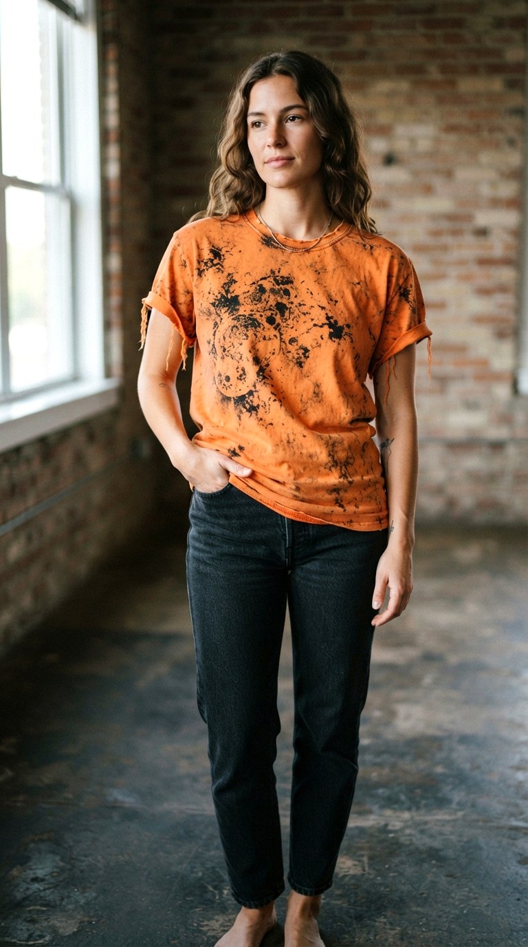Corroded Orange Acid Wash - 26 orange t-shirt