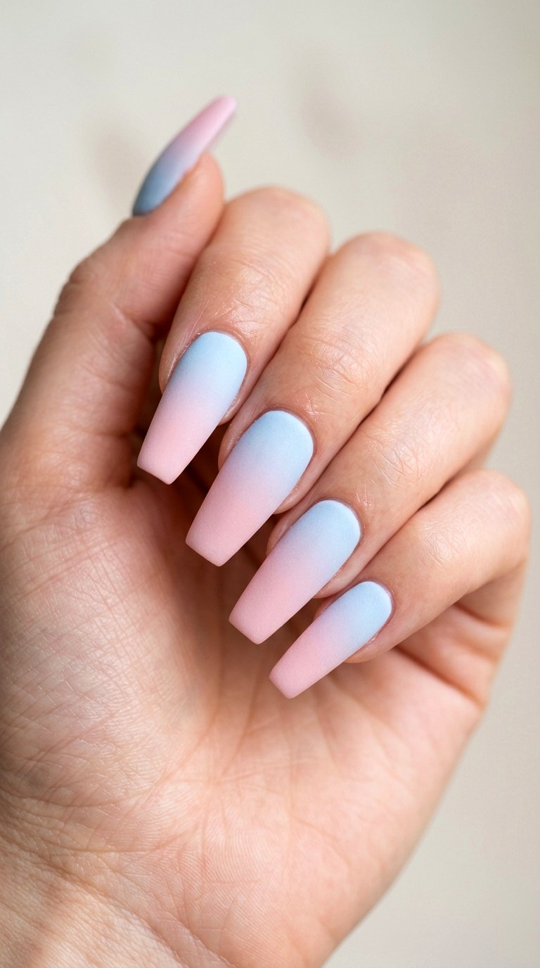 Cotton Candy Matte Ombre - 30 Dreamy Spring Ombre Nails