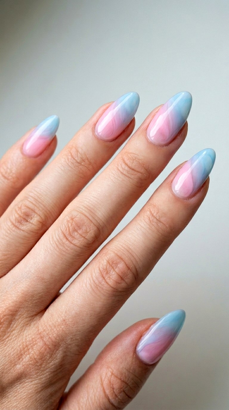 Cotton Candy Swirl Ombre - 30 pastel spring ombre nails
