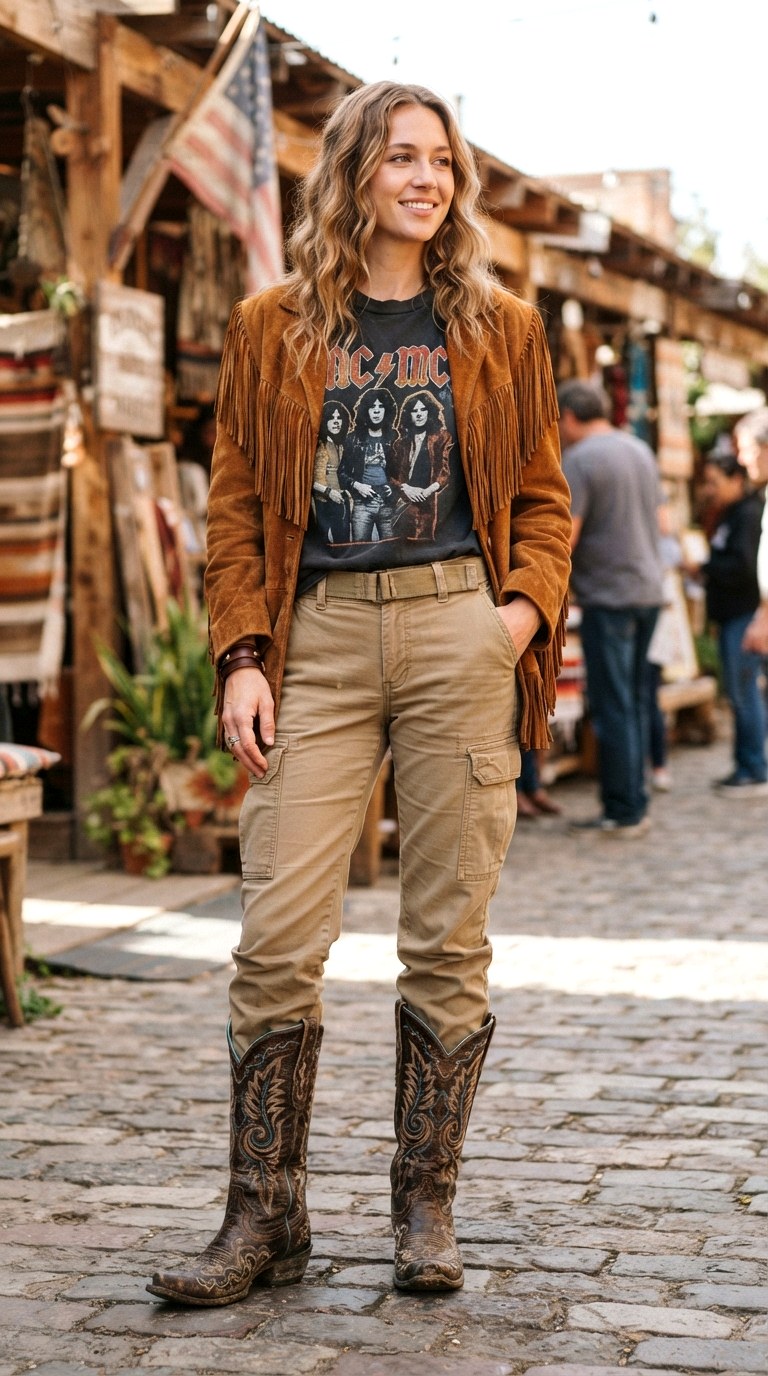 Cowboy Boots and Western Cargos - 28 cargo pants outfits women