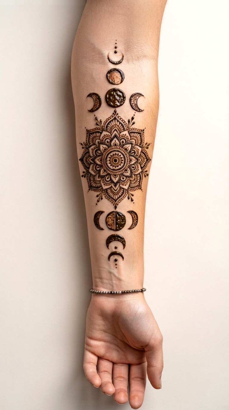 Crescent Moon Phases - 27 henna tattoo design