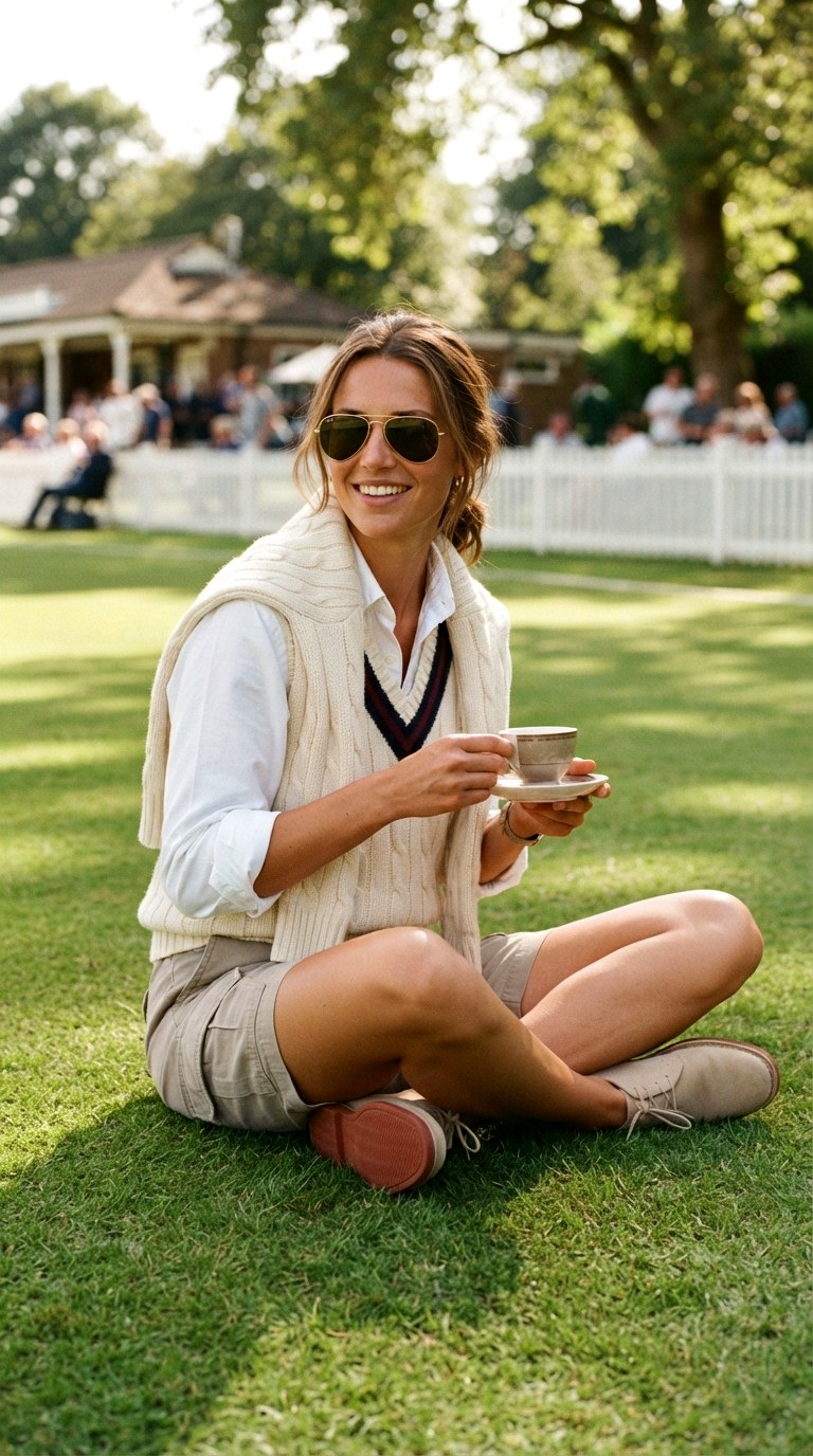 Cricket Jumper Over the Shoulders With Cargo Shorts - 23 cargo shorts outfit