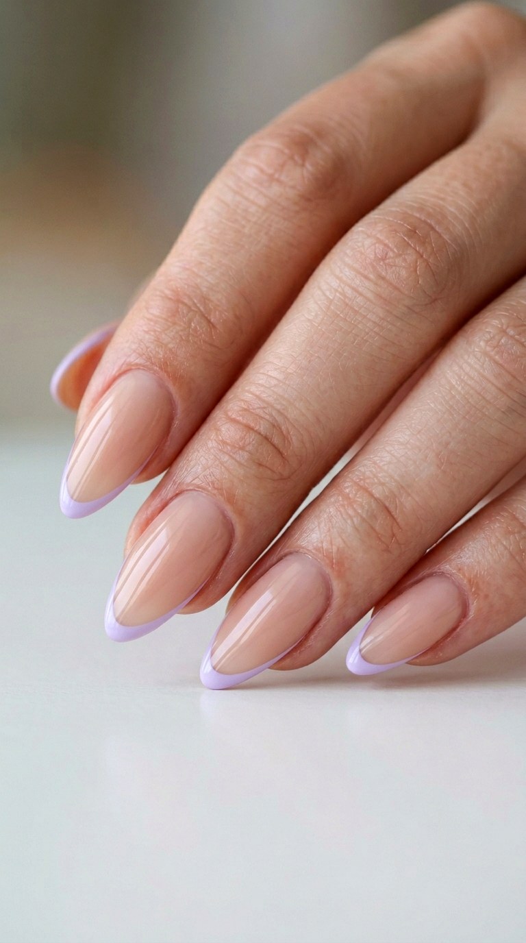 Crisp Lavender Micro French Tips - 29 Fine-Line Spring Acrylic Nails