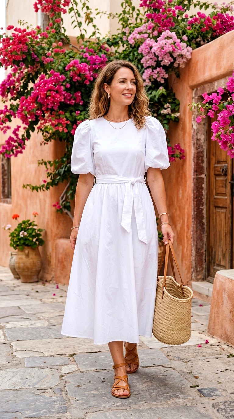 Crisp White Poplin Midi Dress - 20 classic summer outfits