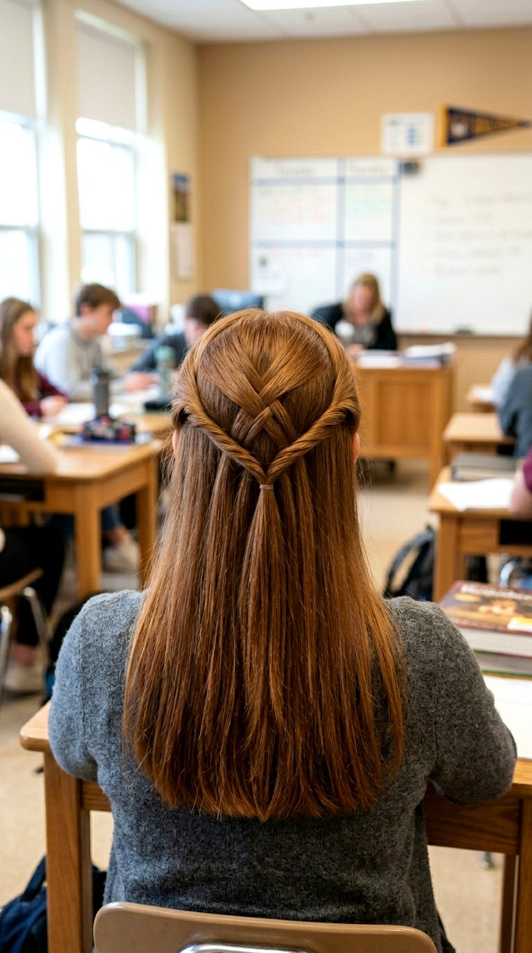 Criss Cross Half Up - 26 hairstyles for school