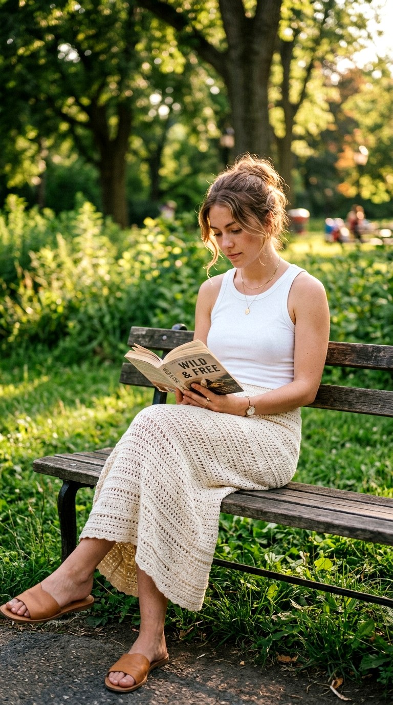 Crochet Column Maxi Skirt With Tank - 21 classic summer outfits