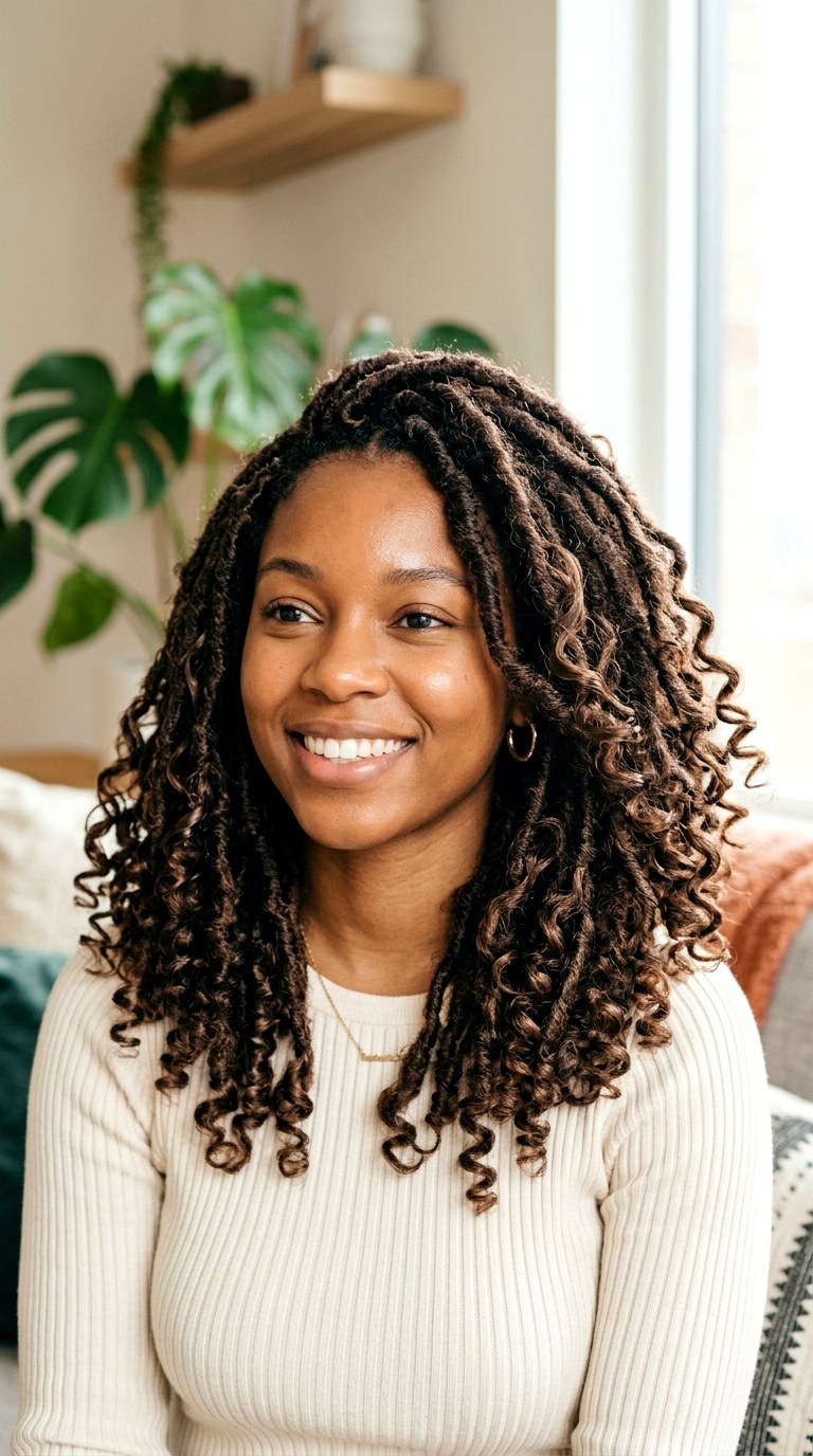 Crochet Locs With Curly Strands - 21 hairstyle braids