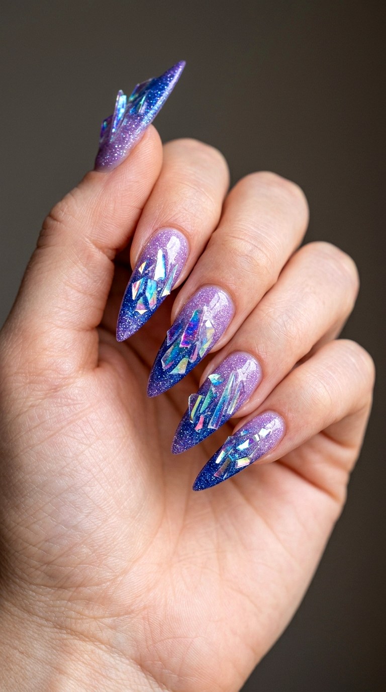 Crystal Geode Sliced Edge Detail - 26 Creative Spring Colorful Junk Nails