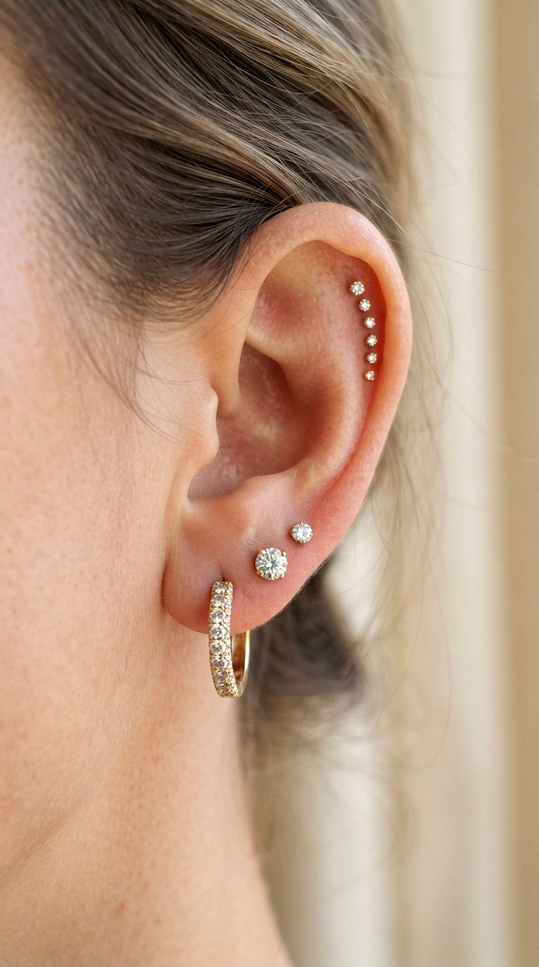 Curate a Signature Transitional Gradient - 24 diamond earring stack