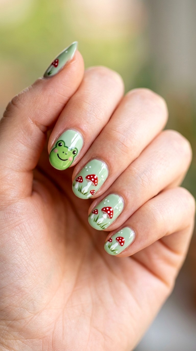 Cute Frog and Mushroom - 27 Cute Spring Color Street Nails