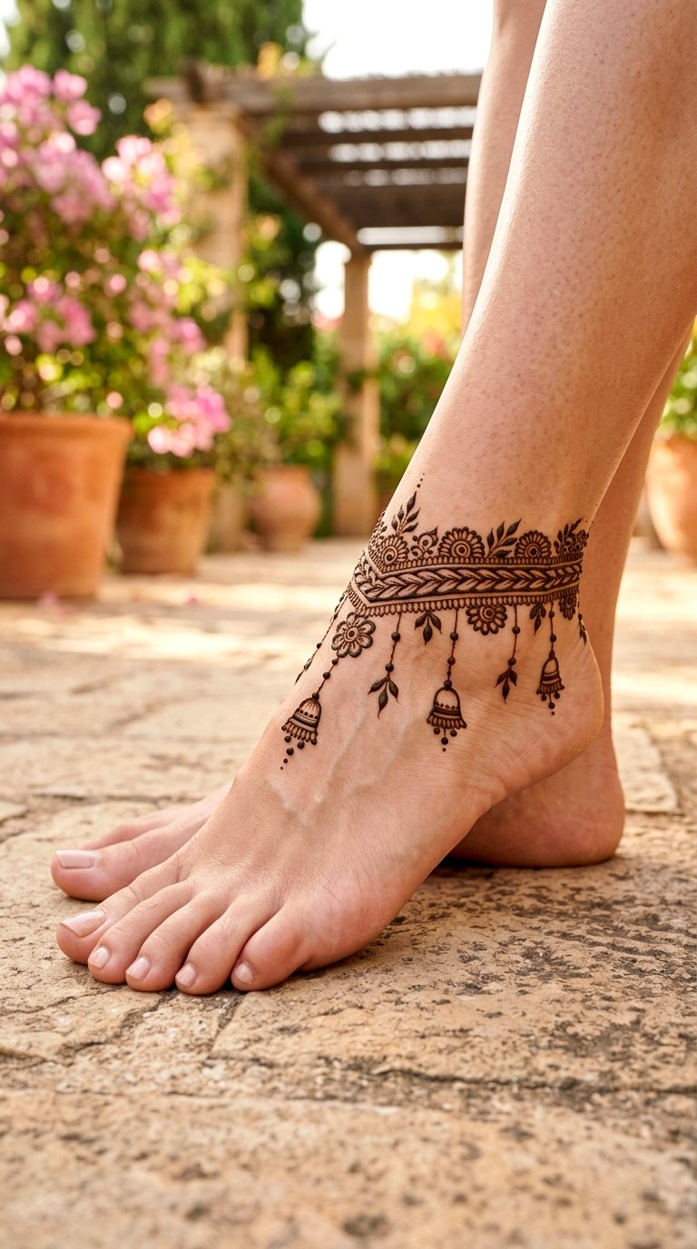 Dainty Anklet Illusions - 22 henna inspo