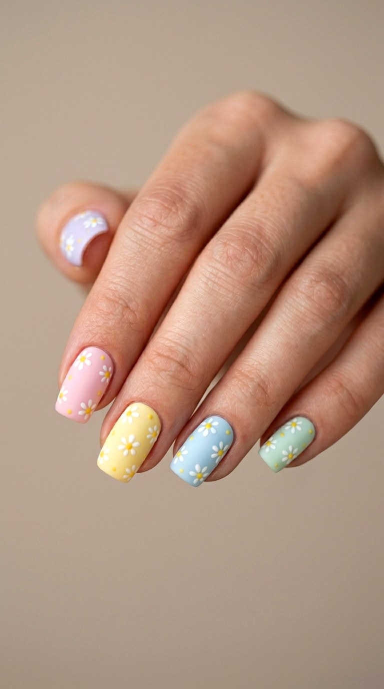 Dainty Daisy Dot Arrays - 30 Cheerful Spring Multicolor Nails