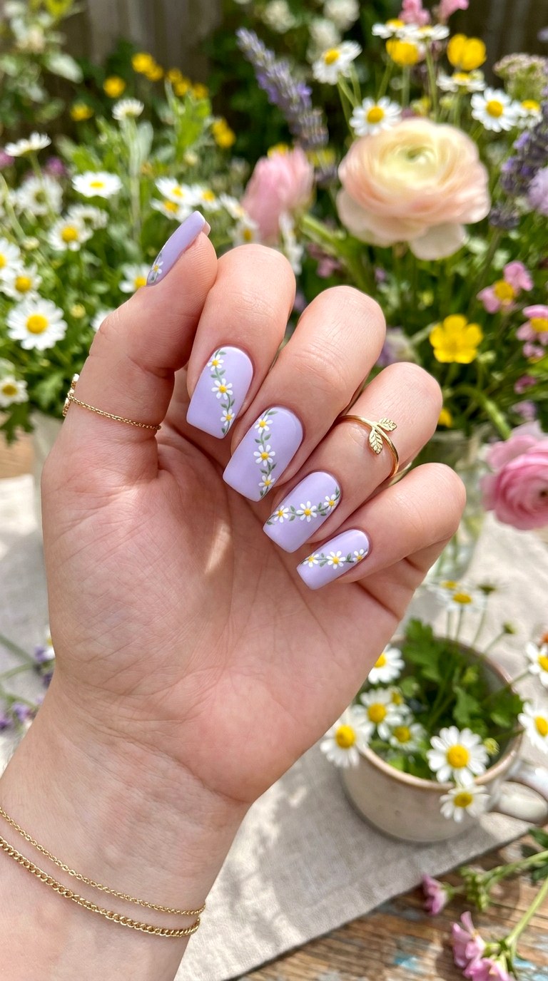 Daisy Chain Nails - 30 Floral Spring Nail Designs That Are Perfect for the Season