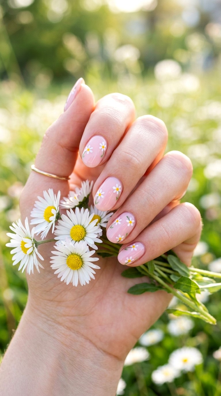 Daisy Flower Nails - 30 Gorgeous Spring Nail Designs That Are Trending Right Now