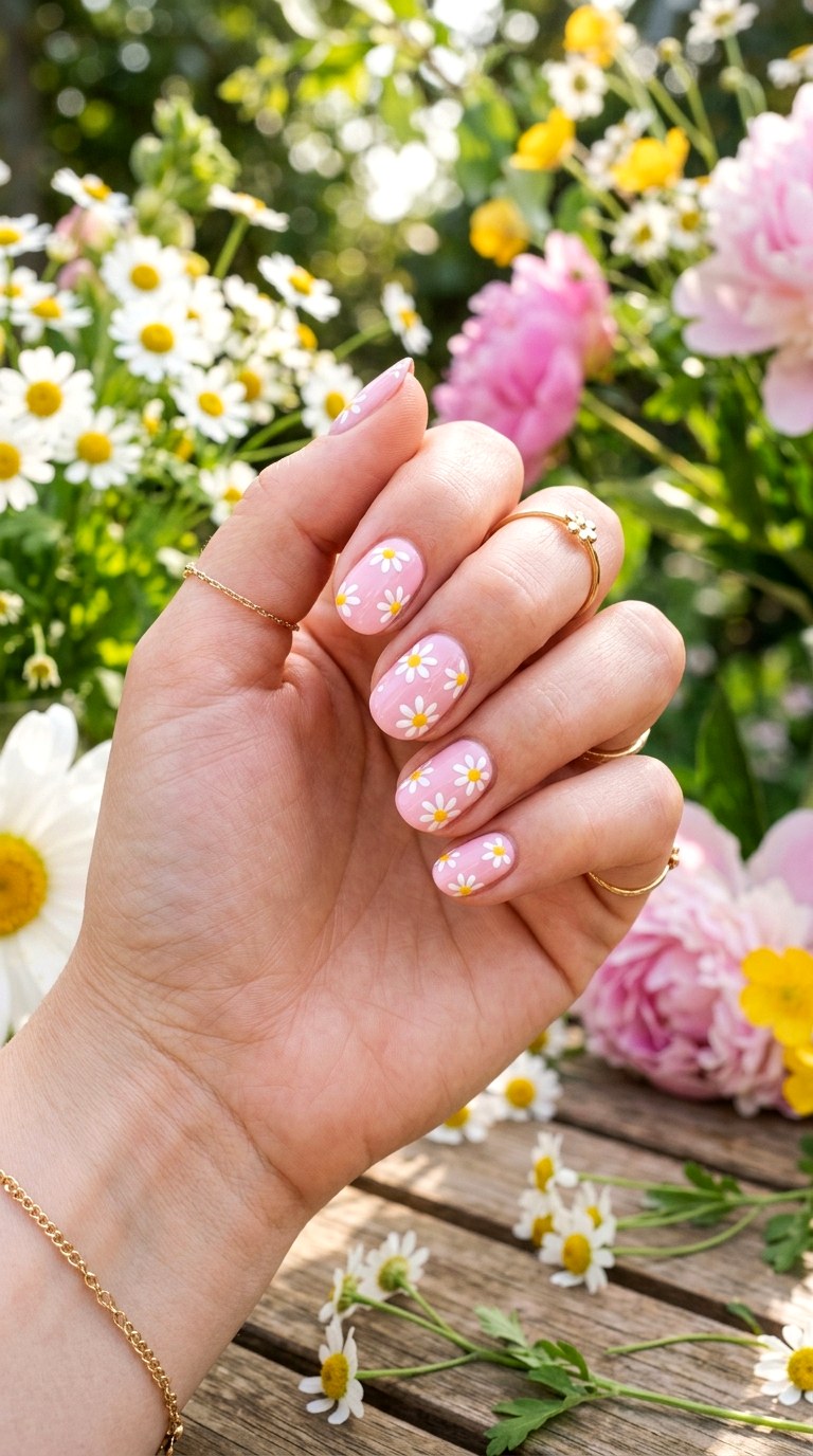 Daisy Flower Nails - 22 Cute Spring Nail Ideas for a Fresh Seasonal Manicure